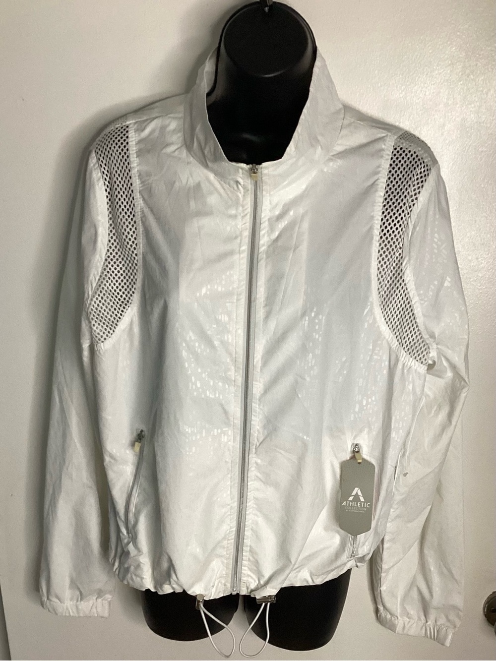 Athletic Works White Lightweight Mesh-Panel Jacket L